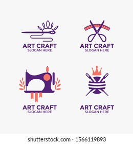 Handmade Craft and knitting vector logo design