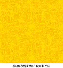 Handmade Craft Line Seamless Pattern. Vector Illustration of Outline Tileable Background.