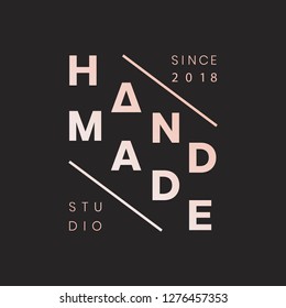 Handmade crafts logo badge vector