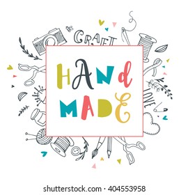 Handmade, crafts workshop, art fair and festival poster