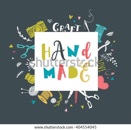 Handmade, crafts workshop, art fair and festival poster Stock foto © 