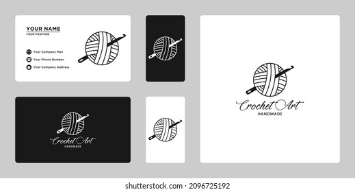 Diseño del logo de crochet y tejido hechos a mano. Para los autores empresariales de productos artesanales.