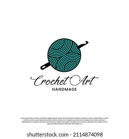 Diseño del logo de crochet y tejido hechos a mano. Para los autores empresariales de productos artesanales.