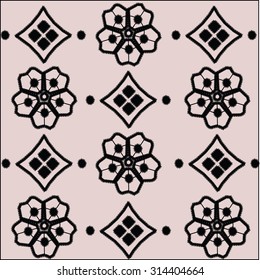 Handmade Crochet material pattern with flowers. Vector