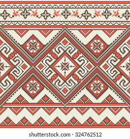 Handmade cross-stitch ethnic Ukraine pattern