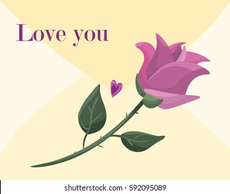 Handmade custom text placed on blossoming background. Romantic illustration with abstract flower and hearts on the color background. Perfect for cover, card, cartoon, invitation and fabric design.