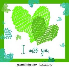 Handmade custom text placed on blossoming background. Romantic illustration with abstract hearts on the color background. Perfect for textile or gift wrap, card, cartoon, invitation and fabric design.