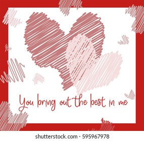 Handmade custom text placed on blossoming background. Romantic illustration with abstract hearts on the color background. Perfect for textile or gift wrap, card, cartoon, invitation and fabric design.