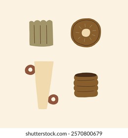Handmade Decorative Clay Pottery Ceramic Utensil. Different Pottery Shape Silhouette Decor. Hand Drawn Vector Illustration