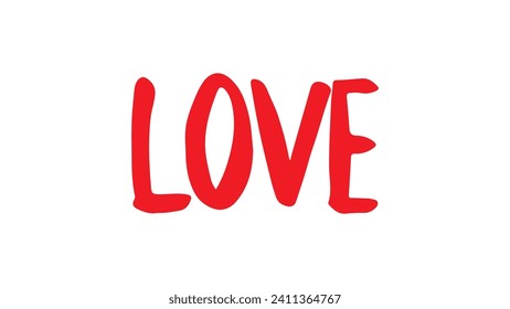 Handmade design elements for Valentine's Day. Love hand drawn illustration with hand lettering. Can be used as a Valentine's Day or wedding card, T-shirt and bag print.