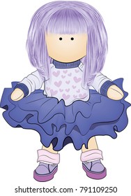 Handmade doll. vector illustration, making dolls, handmade. logo for women making handmade dolls, for children's shops.
