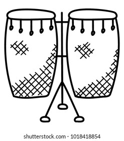 
A handmade doodle icon which is representing the set of drums.

