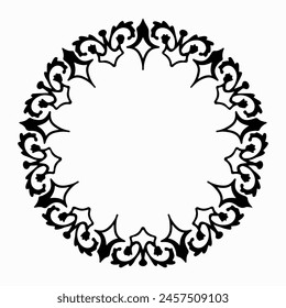 Handmade doodle illustration of Mandala.Botanical wreath.Vector clipart concept line isolated on white bkgr.B and W design for poster,card,label,sticker,t-shirt,web,print,stamp,tattoo,etc.