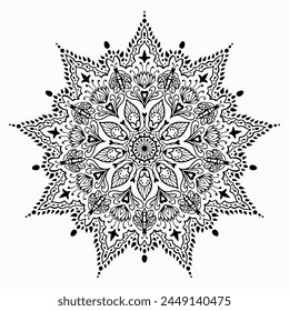 Handmade doodle illustration of Mandala.Coloring for arttherapy.Vector clipart concept line isolated on white bkgr.B and W design for poster,card,label,sticker,t-shirt,web,print,stamp,tattoo,etc.