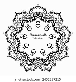 Handmade doodle illustration of Mandala.Coloring for arttherapy.Vector clipart concept line isolated on white bkgr.B and W design for poster,card,label,sticker,t-shirt,web,print,stamp,tattoo,etc.