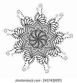 Handmade doodle illustration of Mandala.Coloring for arttherapy.Vector clipart concept line isolated on white bkgr.B and W design for poster,card,label,sticker,t-shirt,web,print,stamp,tattoo,etc.