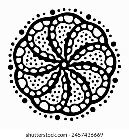 Handmade doodle illustration of Mandala.Coloring for arttherapy.Vector clipart concept line isolated on white bkgr.B and W design for poster,card,label,sticker,t-shirt,web,print,stamp,tattoo,etc.