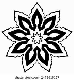 Handmade doodle illustration of Mandala.Coloring for arttherapy.Vector clipart concept line isolated on white bkgr.B and W design for poster,card,label,sticker,t-shirt,web,print,stamp,tattoo,etc.