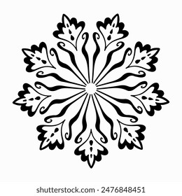 Handmade doodle illustration of Mandala.Coloring for arttherapy.Vector clipart concept line isolated on white bkgr.B and W design for poster,card,label,sticker,t-shirt,web,print,stamp,tattoo,etc.