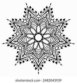 Handmade doodle illustration of Mandala.Coloring for arttherapy.Vector clipart concept line isolated on white bkgr.B and W design for poster,card,label,sticker,t-shirt,web,print,stamp,tattoo,etc.