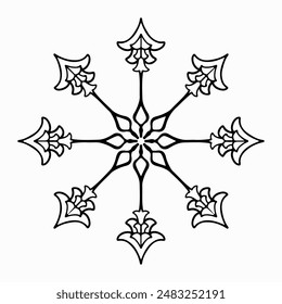 Handmade doodle illustration of Mandala.Coloring for arttherapy.Vector clipart concept line isolated on white bkgr.B and W design for poster,card,label,sticker,t-shirt,web,print,stamp,tattoo,etc.