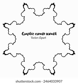 Handmade doodle illustration of Mandala.Graphic ornamental wreath.Vector clipart concept line isolated on white bkgr.B and W design for poster,card,label,sticker,t-shirt,web,print,stamp,tattoo,etc.