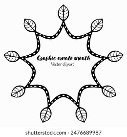 Handmade doodle illustration of Mandala.Graphic ornamental wreath.Vector clipart concept line isolated on white bkgr.B and W design for poster,card,label,sticker,t-shirt,web,print,stamp,tattoo,etc.