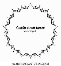 Handmade doodle illustration of Mandala.Graphic ornamental wreath.Vector clipart concept line isolated on white bkgr.B and W design for poster,card,label,sticker,t-shirt,web,print,stamp,tattoo,etc.