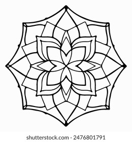 Handmade doodle illustration of Mandala.Magic graphic Dreamcatcher.Vector clipart concept line isolated on white bkgr.B and W design for poster,card,label,sticker,t-shirt,web,print,stamp,tattoo,etc.