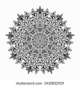 Handmade doodle illustration of Mandala.Vector clipart concept line isolated on white bkgr.B and W design for poster,card,label,sticker,t-shirt,web,print,stamp,tattoo,etc.