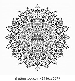 Handmade doodle illustration of Mandala.Vector clipart concept line isolated on white bkgr.B and W design for poster,card,label,sticker,t-shirt,web,print,stamp,tattoo,etc.