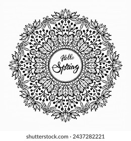 Handmade doodle illustration of Mandala.Vector clipart concept line isolated on white bkgr.B and W design for poster,card,label,sticker,t-shirt,web,print,stamp,tattoo,etc.