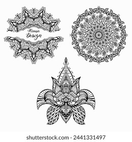 Handmade doodle illustration of Mandala.Vector clipart concept line isolated on white bkgr.B and W design for poster,card,label,sticker,t-shirt,web,print,stamp,tattoo,etc.