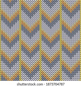 Vector geométrico de textura de punto de líneas de flecha hacia abajo hecho a mano sin inconvenientes. Impresión de tela Jacquard knitwear. Patrón de punto sin soldadura de invierno. Fondo de artesanía.