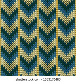 Handmade downward arrow lines knitting texture geometric vector seamless. Fair isle sweater knitwear structure imitation. Fashionable seamless knitted pattern. Christmas spirit backdrop.