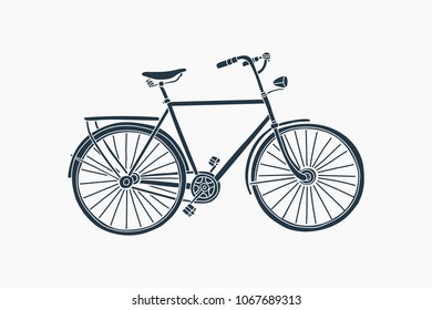 Handmade drawing of city bicycle on white background. Vector illustration.