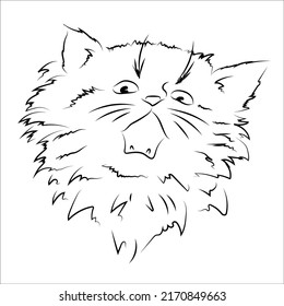 Handmade Drawing Cute Kitten Open Mouth Stock Vector (Royalty Free