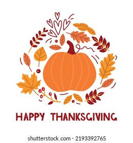 Handmade Drawing Happy Thanksgiving Day Background.