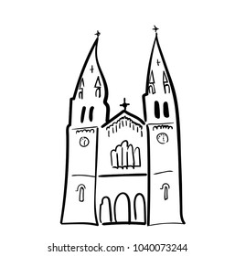Handmade drawing on the Bacilica de Santa Mar in Covadonga