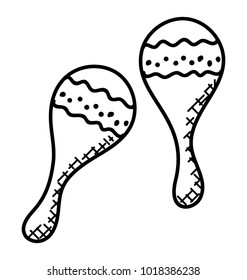 
A handmade drawing of a set of well known musical instrument known as Maracas. 
