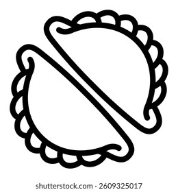 Handmade dumplings line icon, cooking concept. Vector graphics. Baked pastry item sign on white background, style mobile or design