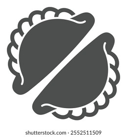 Handmade dumplings solid icon, cooking concept. Vector graphics. Baked pastry item sign on white background, glyph style icon for mobile or web design