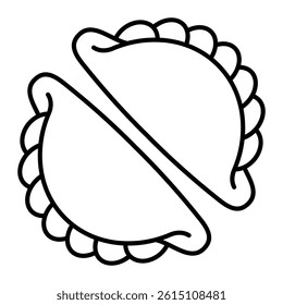 Handmade dumplings thin line icon, cooking concept. Vector graphics. Baked pastry item sign on white background, linear style mobile or design