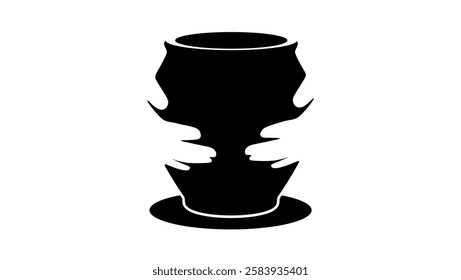 handmade earthenware symbol , black isolated silhouette
