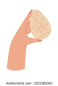 Huevo de Pascua hecho a mano sobre icono plano Pintura. Ilustración del vector