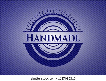 Handmade emblem with jean high quality background