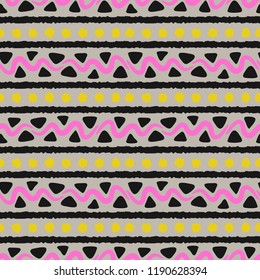 Handmade ethnic style seamless vector pattern.