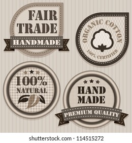 Handmade, fair trade and organic clothing labels. Patchwork style.