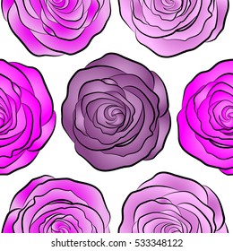 Handmade. Female pattern. Gentle colors. Seamless pattern with neutral, pink and magenta flowers watercolor.