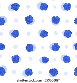 Handmade. Female pattern. Gentle colors. Seamless pattern with blue flowers watercolor.